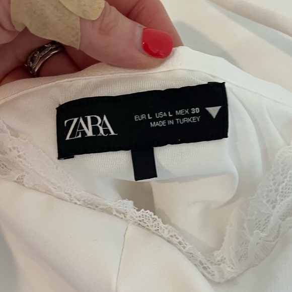 Zara White Fitted Corset Milkmaid Cropped Top with Lace Trim - Picture 7 of 12